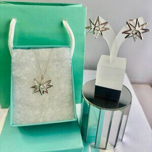 Tiffany & Co. pre own sun star silver Paloma Picasso Pendant & clip earring set